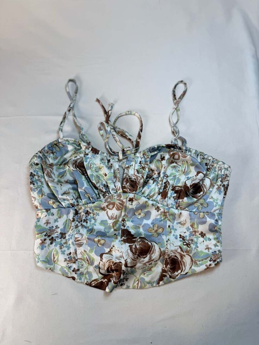 L.A. Hearts Womens Satin Corset Top Tie Strap Crop Top Size Medium 2000s Y2K Flo